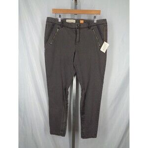 Pilcro and the Letterpress Anthropologie Gray Velvet Trim Riding Pants Sz 16 New